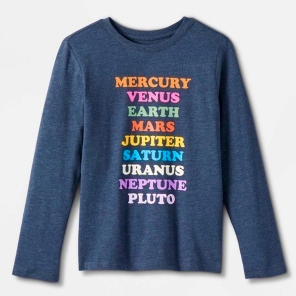 CAT & JACK Graphic Print Solar System Long Sleeve Tee Unisex Pullover Shirt